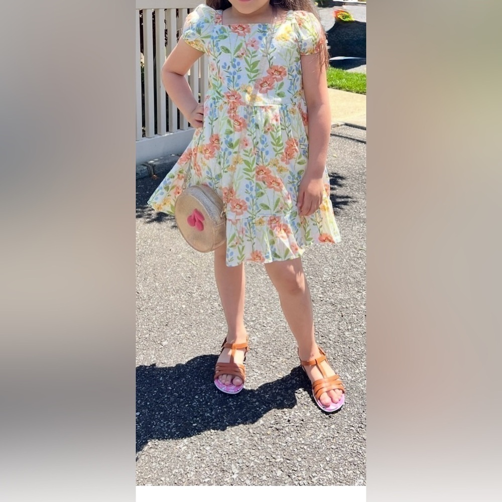 Gymboree Girls Floral Ruffle Dress - Prairie Fields - Bunnys Tail Size 7 - Picture 7 of 7